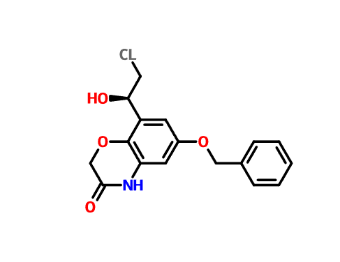 6-bensüüloksü-8-((R)-2-kloro-1-hüdroksüetüül)-4H-benso[1,4]-oksasiin-3- üks CASi NR: 869478-11-5